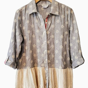 Tru Luxe Jeans Womens XL Top Embroidered Floral Wide Crochet Lace Bottom